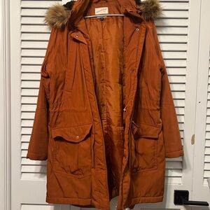 Universal Thread Rust Parka Coat with Faux Fur Hood